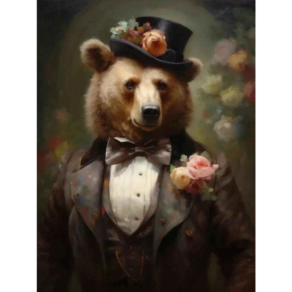 Vintage Palace Aristocrat Gorgeous Costume Animal Tiger Lion Deer Art Poster Canvas Paintings Wall Art Pictures Home Room Decor