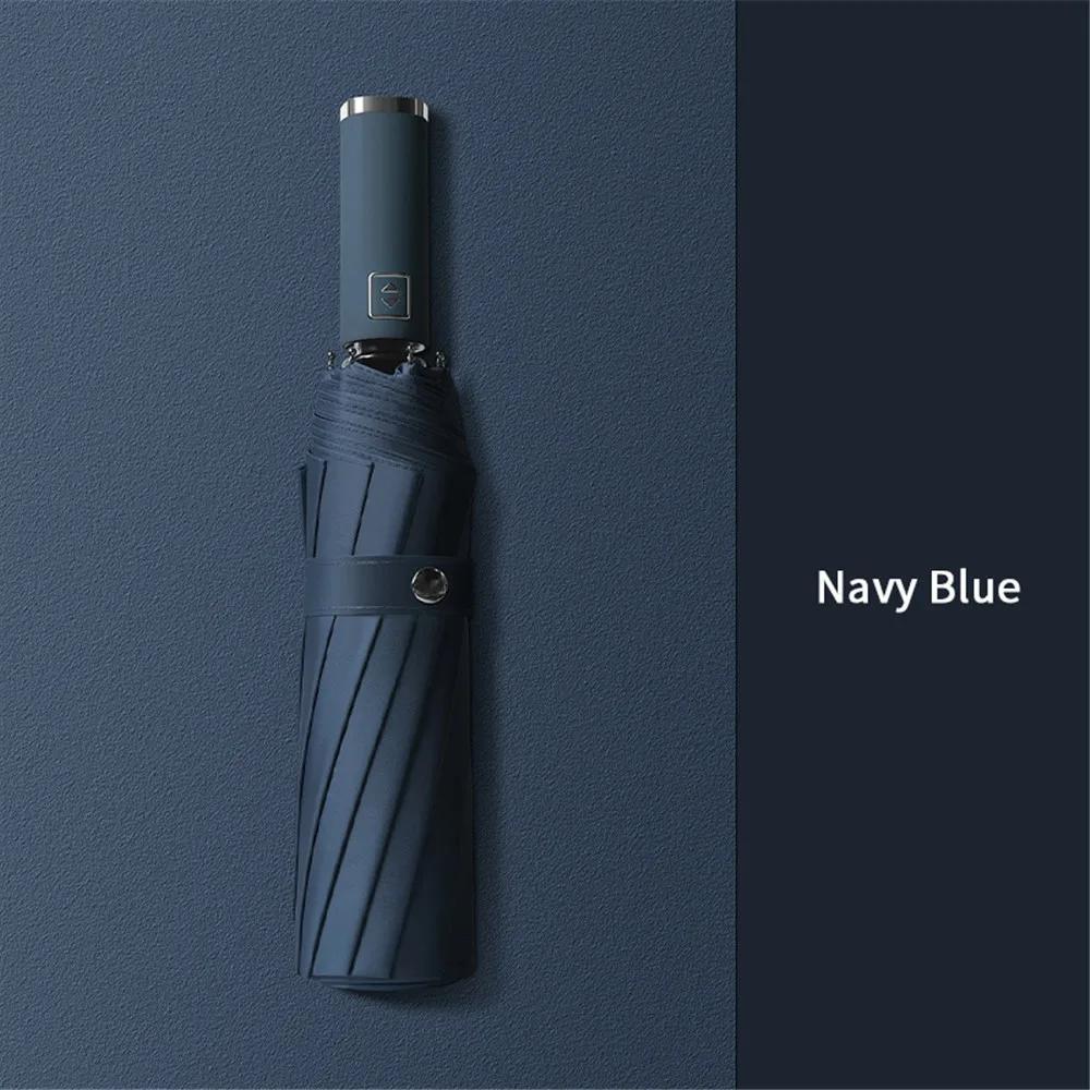 Protable Windproof Automatic Umbrella 12-bone Sunny and Rainy Dual Use 3 Folding Umbrella Vinyl Sun Shade UV Protection Parasol