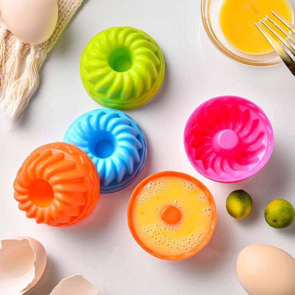 6Pcs Silicone Cake Molds Muffin Cake Cups Egg Tart Cupcake Dessert Baking Mold Bakeware Tools Color Random