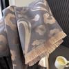 Premium autumn and winter sense retro leopard print love print fringed scarf women's autumn and winter versatile Tencel cotton shawl