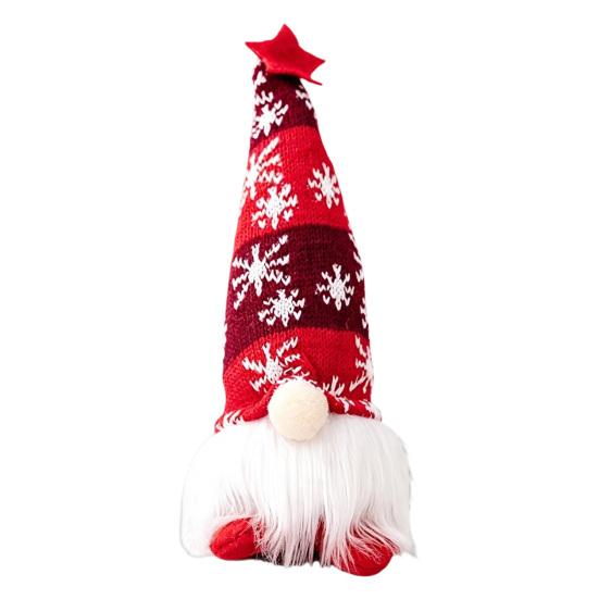 Polyester Stuffed Gnome Collectibles Lighted Christmas Doll, Knitted Figurine with LED Light, Creative Hanging Legs Sitting Ornaments Luminous Desktop