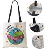 Peace Earth Print torby na zakupy składane wielokrotnego użytku dostosuj torbę na ramię ekologiczne płócienne torebki damskie Lady 2022