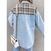 Denim Jacket, Long Sleeved, Checkered, Button Up, Shirt, Jacket Top