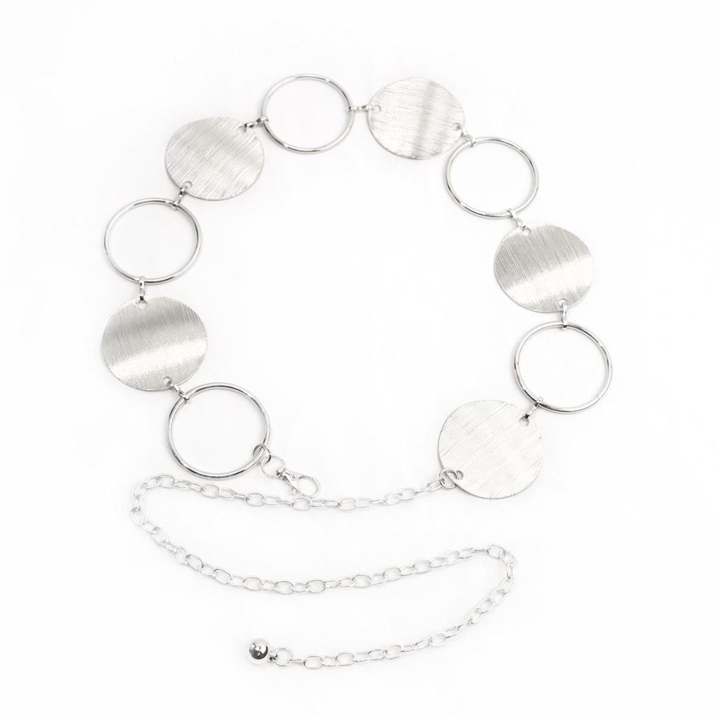 Women's Slimming Metal Waist Chain with Round Ring Decoration