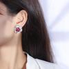 Jewelry Temperament Women'S Earrings, Colorful Treasure Stud Earrings Inlaid With Simulated Pigeon Blood Ruby Flower Stud Earrings