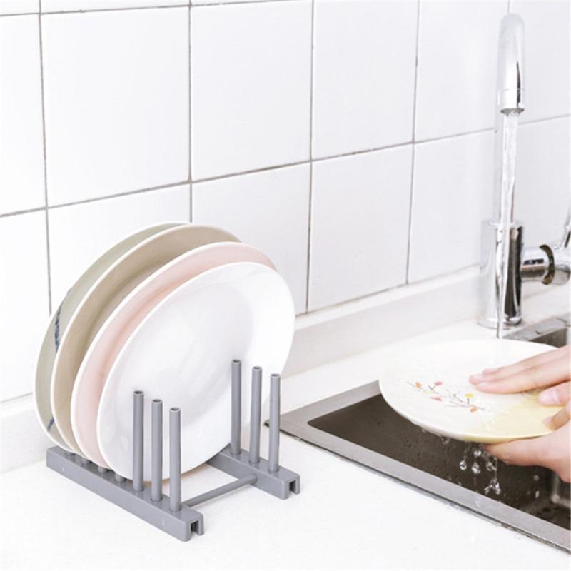Dish Drainer Rack Kitchen Plates Holder Drying Organizer Plates Display Shelf Pot Lid Storage Stand Plate Detachable Save Space