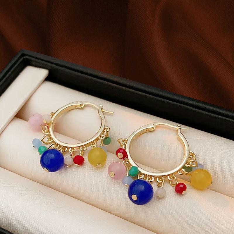 Dopamine Candy Color Cat’s Eye Stone Earrings - High-End Luxury Fashion Jewelry for Women