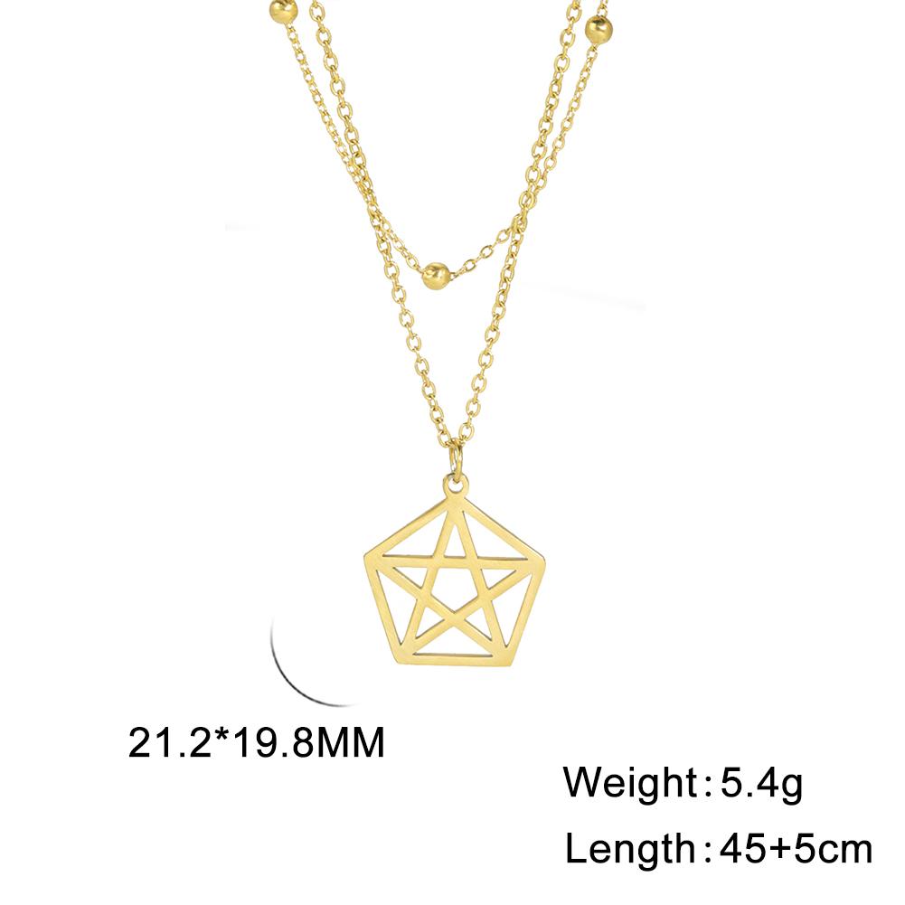 Cazador Pentagram Pentagonal Pendant Necklace for Women Heart Star Geometric Stainless Steel Chain Necklaces Jewelry Wholesale