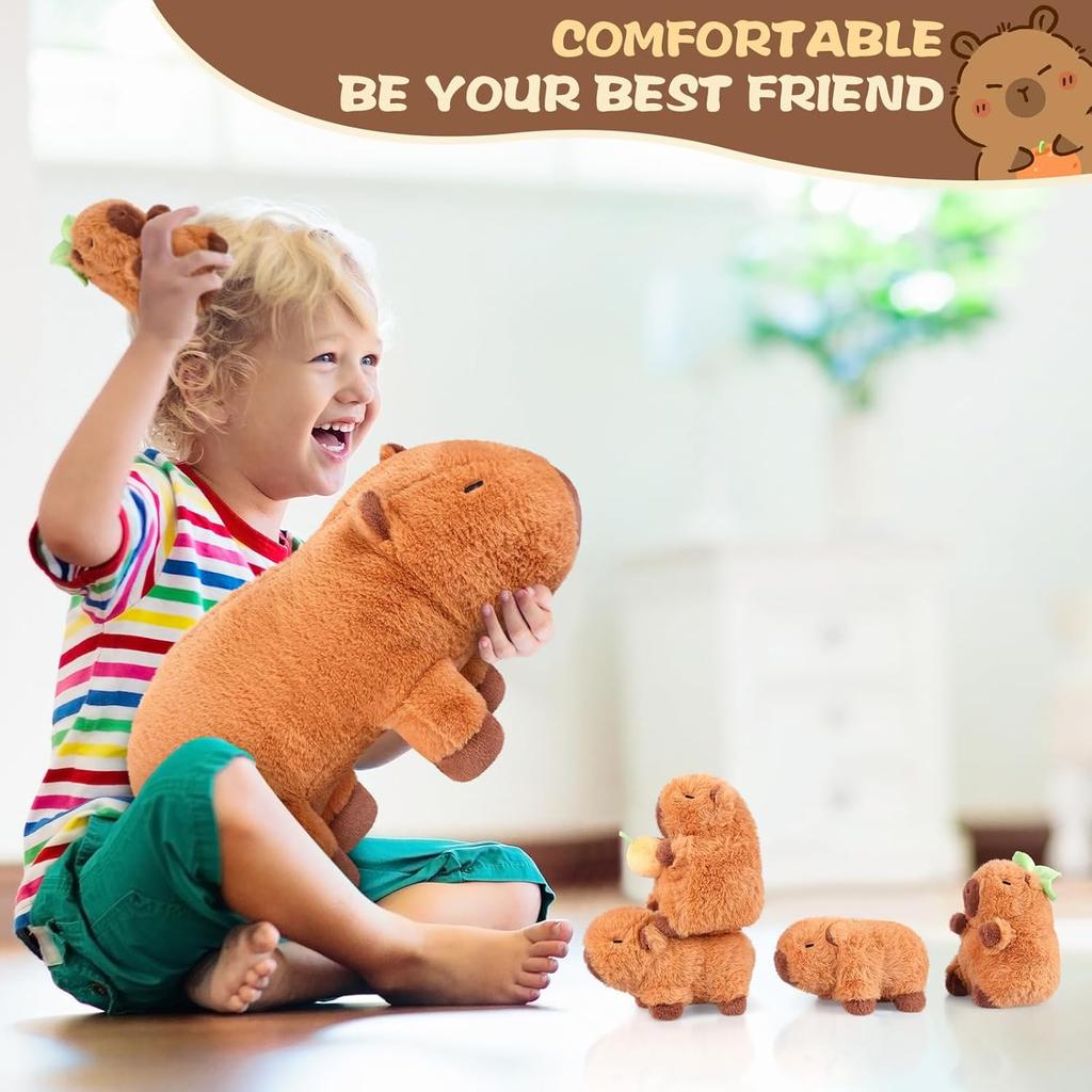 5-in-1 Capybara Stuffed Animals with Babies Inside, 5PC Set Capybara Plush with Mommy & 4 Babies, Capybara Plushies, Cute 3 to 8 Year Old Girl Gifts,