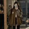 Womens Oversized Baseball Jacket Warm Loose Hoodie Cardigan Casual Streetwear With Embroidered Patch