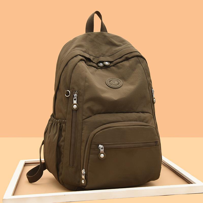 Nylon Backpack Solid Color Student School Baglarge Capacity Women's Travel Bag