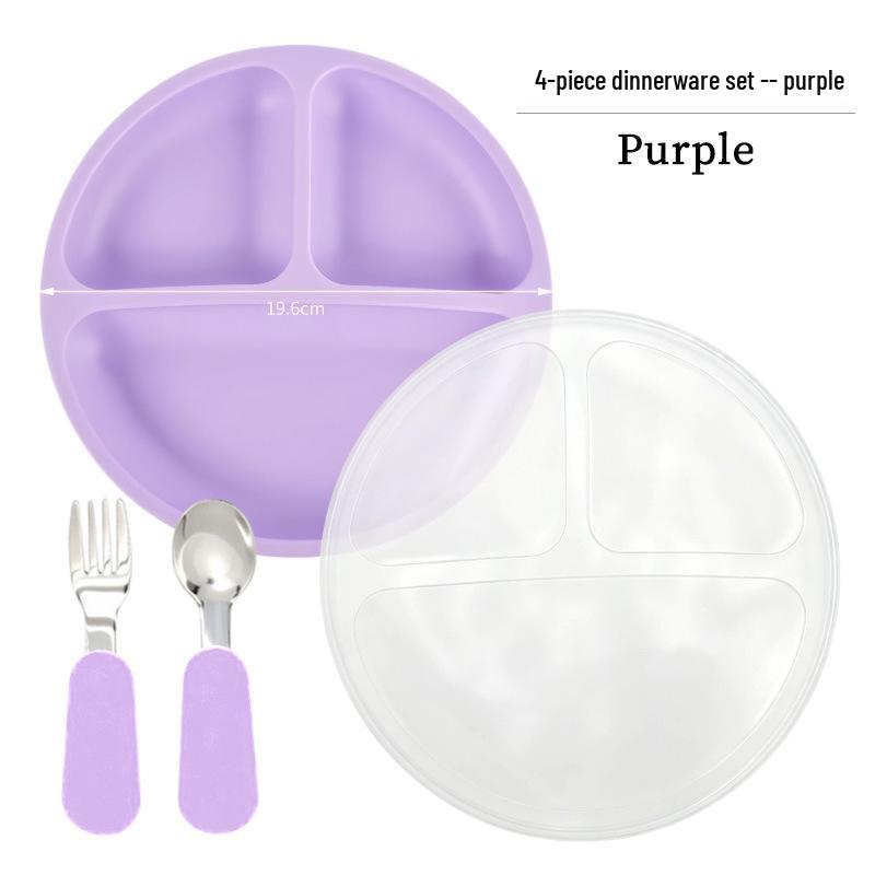 Children's Silicone Smiley Face Divided Meal Plate - Drop-Resistant, Three-Compartment Training Tableware
