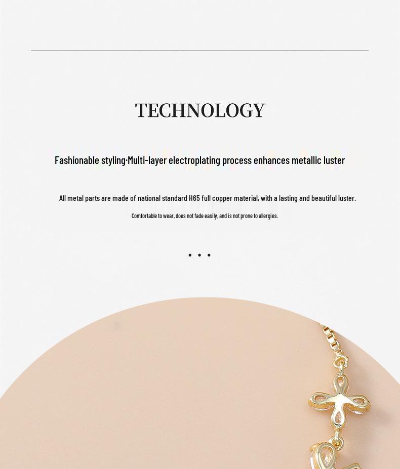 Shiny Bow Zirconia Adjustable Bracelet – Fashionable Women's Gift