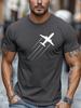 Airplane Takeoff Silhouette Print Unisexs Crew Neck Short Sleeve Tee Soft Summer Travel Pilot Daily Street Basic Casual Outfit Wear