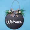 Lighted Welcome Wreath Sign Front Door Porch Decor Rustic Round Wooden Hanging Hello Sign Outdoor Spring Summer Decor