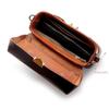IJUN Vintage Mini Shoulder Bag for Women - Handmade Vegetable-Tanned Leather Crossbody Bag, Size Small (Brown-Olive Green)