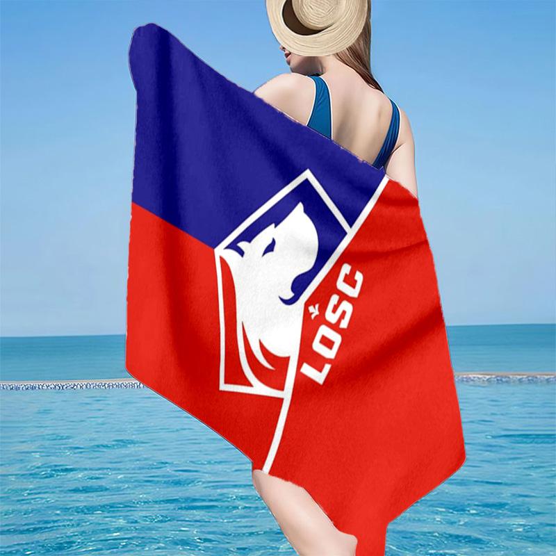 Asciugamano da Spiaggia in Microfibra con Stemma Losc Football, Leggero e Asciugatura Rapida, per Viaggi Estivi, Essenziale per la Spiaggia, Piscina