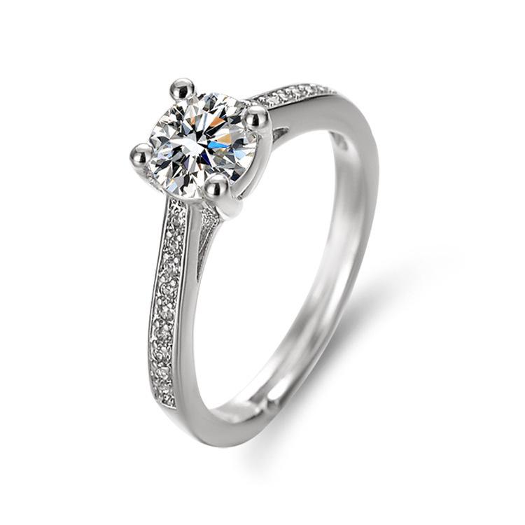 [Copper Products] Diamond-Encrusted Zircon Niche Design Opening Simple Ring Ring Woman