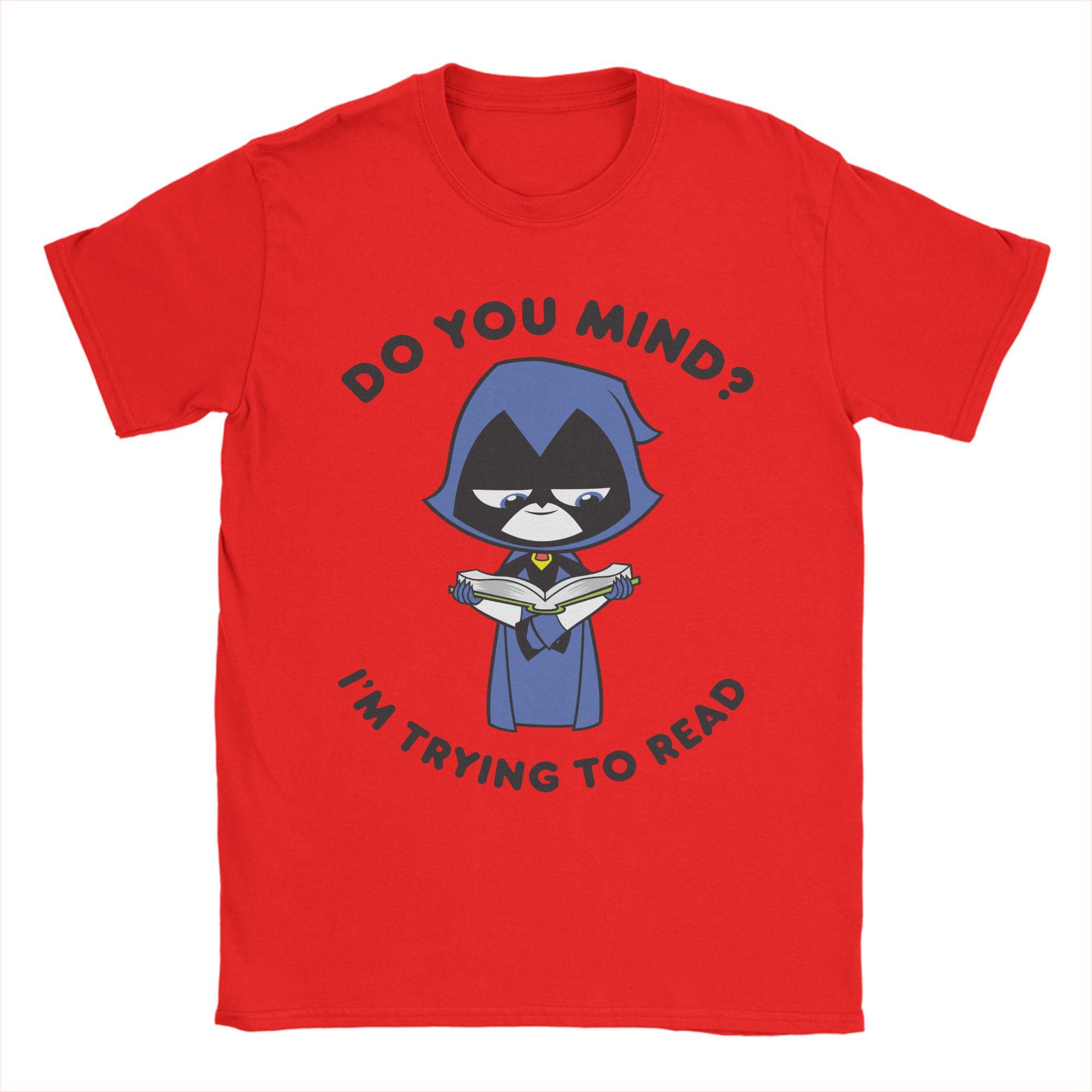 

Футболки Harajuku Teen Titans Go Raven Я пытаюсь читать Мужские 100% хлопок Короткий рукав Круглый вырез Летняя одежда S
