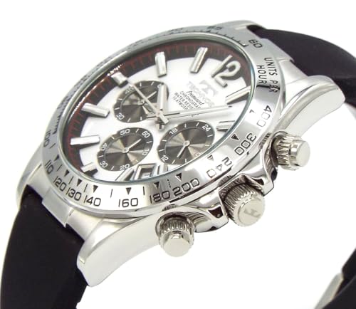 TECHNOS Watch Prominent Series Technos Chronograph, Stainless Steel Case, Silicone Strap, White, TAP0801ASW [Parallel Import]