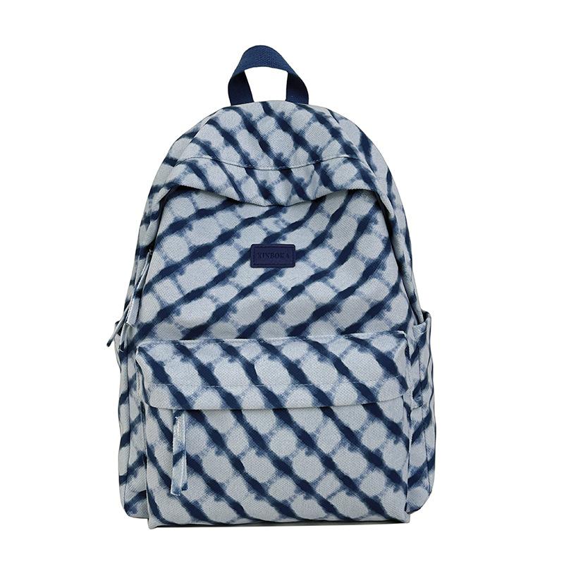 Schoolbagins School Bag Female Junior High School Student Korean Edition Fashion Plaid Backpack College Student Computer Bag Simple High School 
