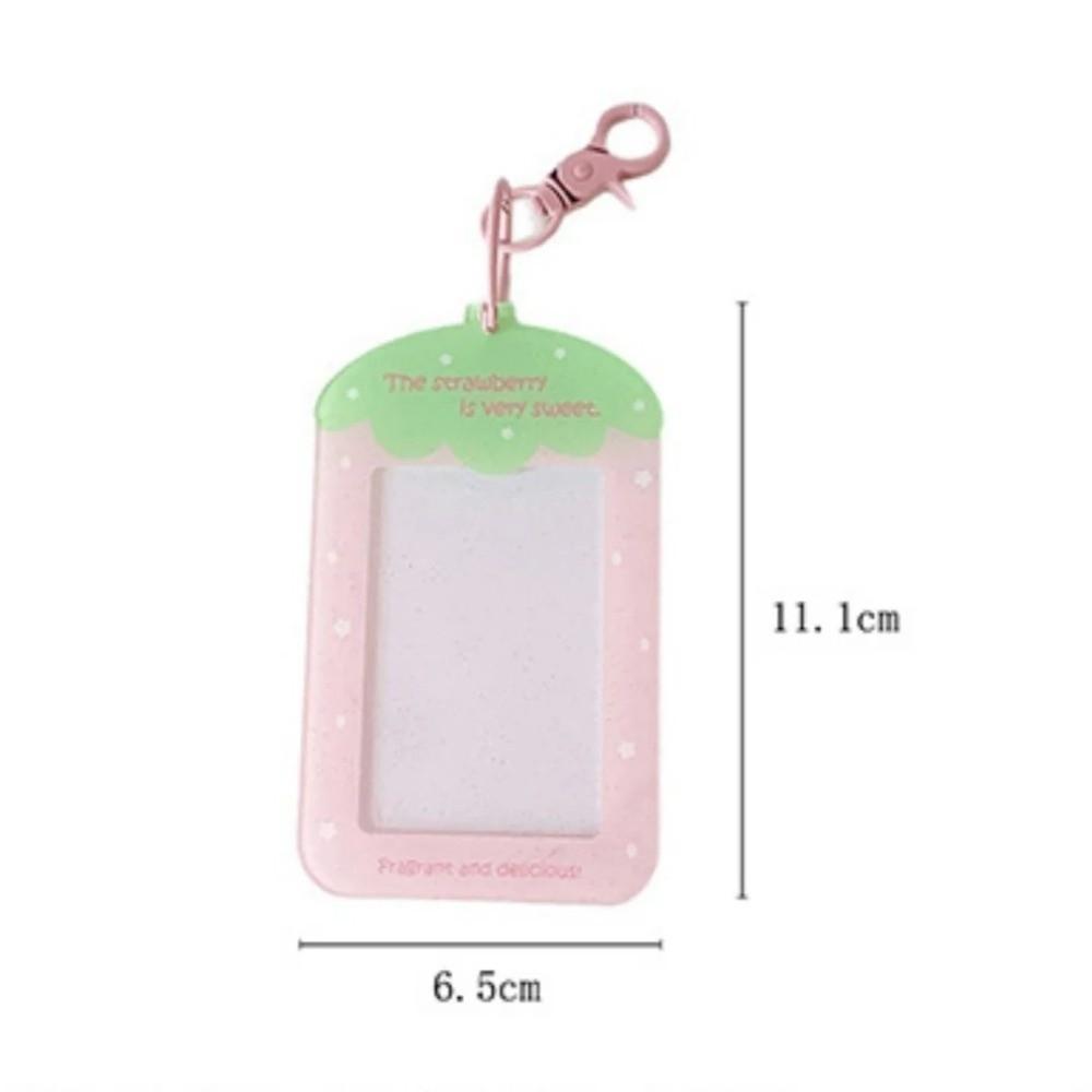 Cute Transparent Keychain Card Holder 3-Inch Strawberry Photocard Holder Idol Photo Card Protector Acrylic Photo Card Case Girls