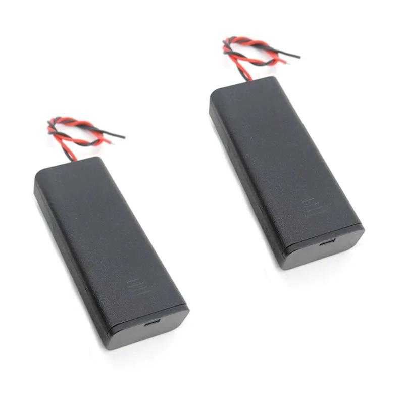 Negru cu 2 4 sloturi pentru suport pentru baterii AAA Cutie 2xAAA 4XAAA 3v 6v 1.5v Cabluri ON/OFF Capac comutator Container standard pentru baterie