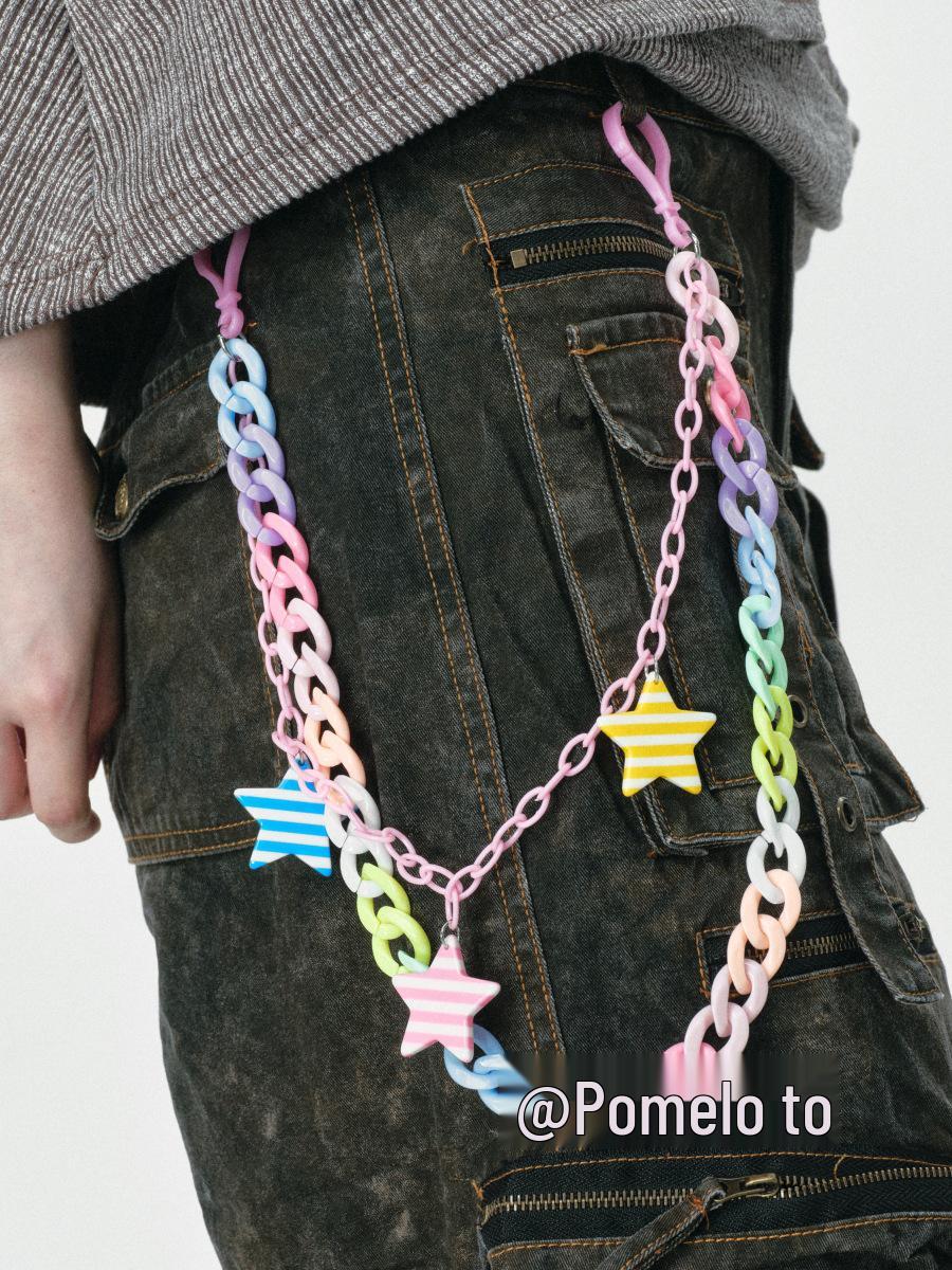 

Модная цепочка на талию цвета конфетти: Милый летний уличный стиль джинсовый аксессуар для женщин