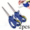 2-in-1 Scissors & Integrated Clear Tape Dispenser Cutter, Multi-Purpose Paper Roll Cutter for Gift Wrapping and Office Use