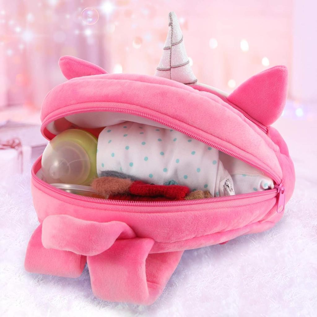 Malvys Unicorn Roz Intens Uni Glow Soft Backpack 27cm – Girls Kindergarten Gift, Plush School Bag, Easy Clean Cute Design