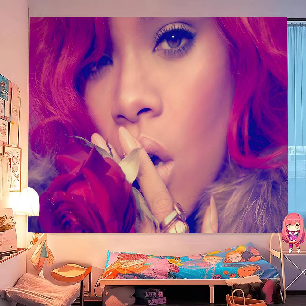 Singer RRihanna Cool Printed Large Wall Tapestry Hanging Tarot Hippie Wall Rugs Dorm Cheap Hippie Wall Hanging