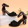 Women's Sandals High Heels Shoes Chunky Heels Ladies Ankle Straps Casual Beach Shoes Large Size