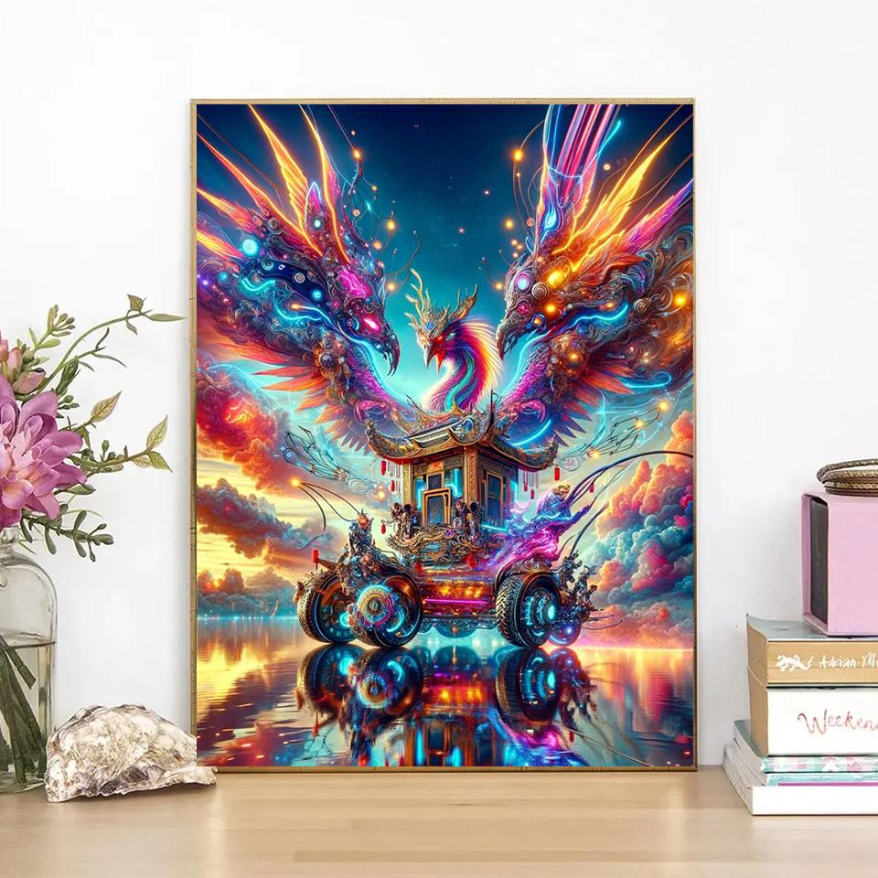 Phoenix 5DDIY Diamantová malba Zvířecí Krajina Obrázek Úplný čtvercový/kulatý Šperk Kříž Vyšívaná mozaika Domácí dekorace