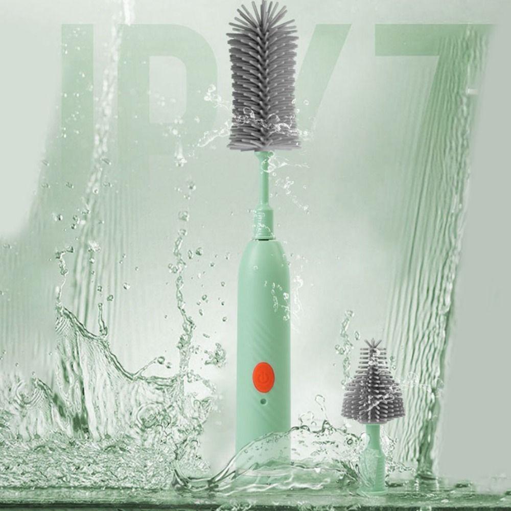 Long Handled Electric Bottle Brush Silicone Cleaning Brush Set  Pacifier Cleaning