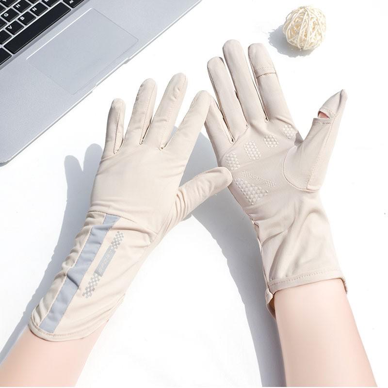 Women's UV Protection Fingerless Gloves: Thin Ice Silk, Breathable, Non-slip, Touchscreen Compatible for Driving & Cycling