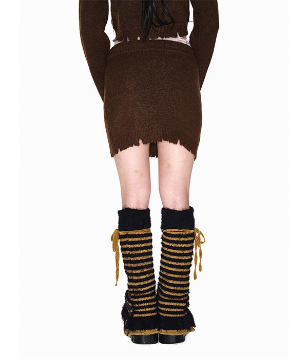 Youth Bath Damage Band Mini Skirt_Brown