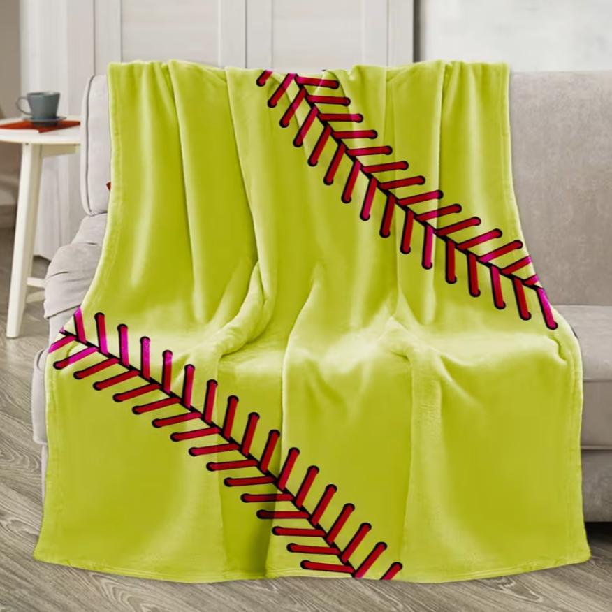 

1pc Softball Pattern Blanket Fleece Throw Blankets 50X60 Inch for Bed Couch Sofa Blankets 130x150cm