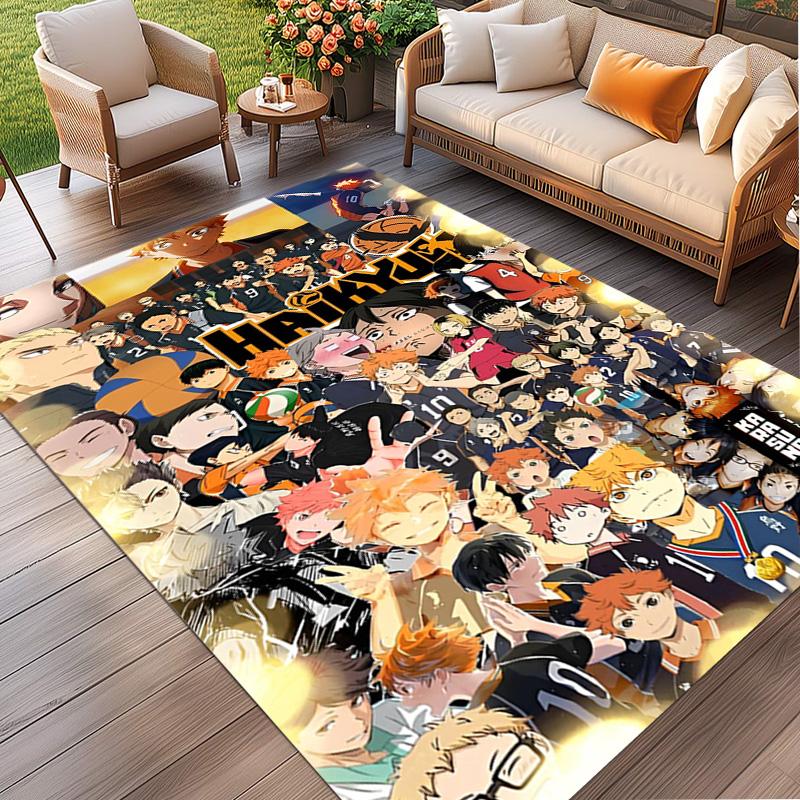 Haikyu Print Rug, Washable Floor Carpet, For Entryway Dorm Laundry Room Office Study, Home Decor Birthday Christmas Gift