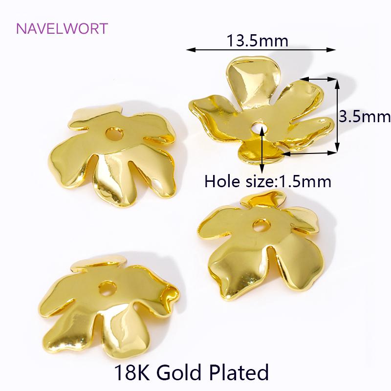 

18K Gold Plated Large Flower Bead Caps For Jewelry Making,Brass Bead End Caps,Caps For Beads,DIY Earrings Making Accessories 4 piece