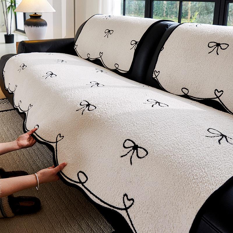 Plush Irregular Sofa Cushion Japanese Breathable Straight Row Sofa Special Machine Washable Leather Seat Cushion Advanced Feeling Cover Cloth