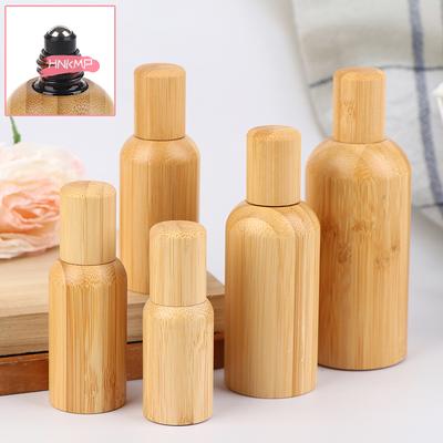 Bamboo Glass Roll-On Bottle 1Pcs 10/20/30/50/100ml Essential Oil Perfume Refillable with Roller Ball Lid