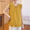 ZANZEA Women Summer Casual Polka Dot Print Loose Sleeveless Tank Tops