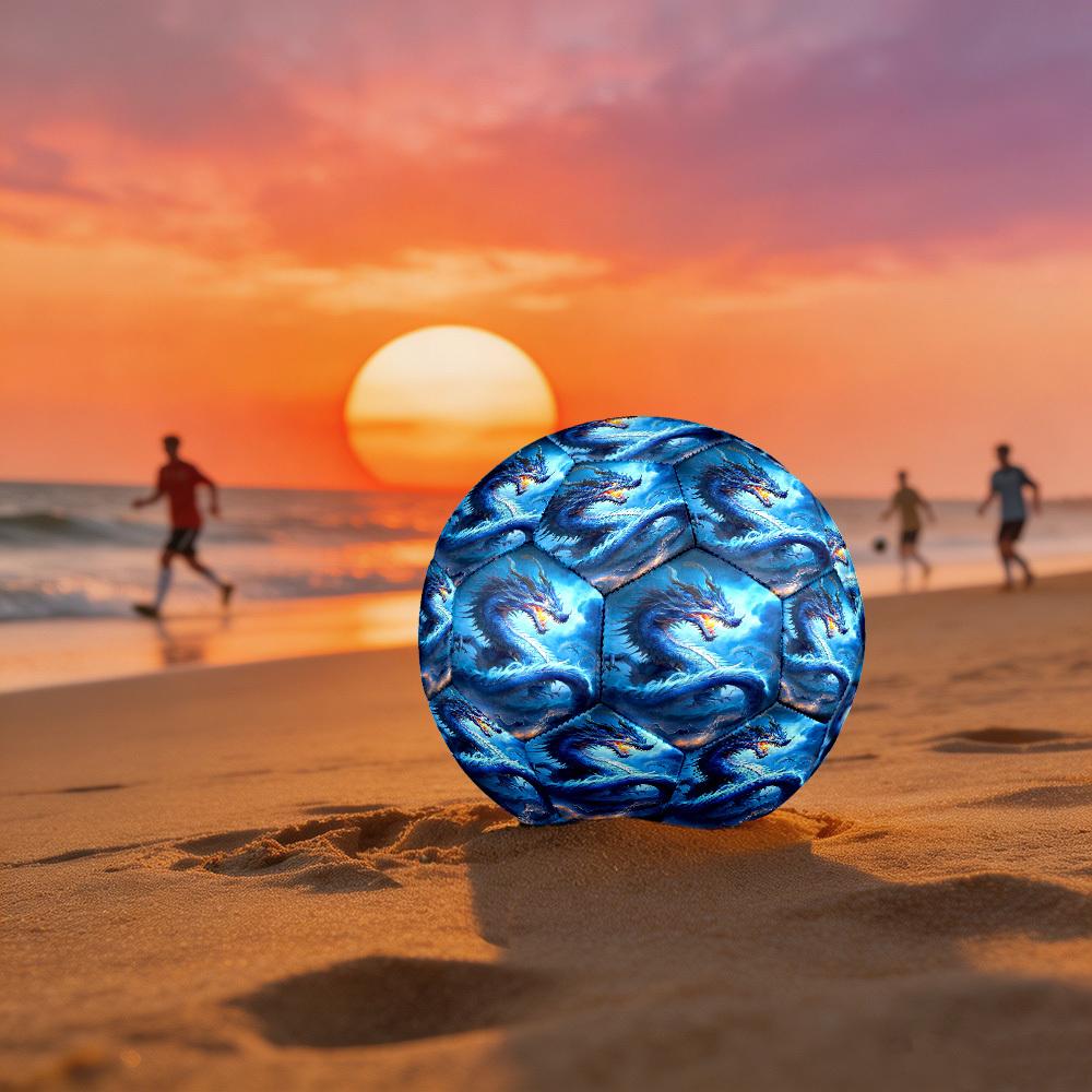 1pc Blue Dragon Fantasy Theme Soccer Ball Football, Size 5, Lightweight PVC, Outdoor Training Soccer Ball,Gift C6543