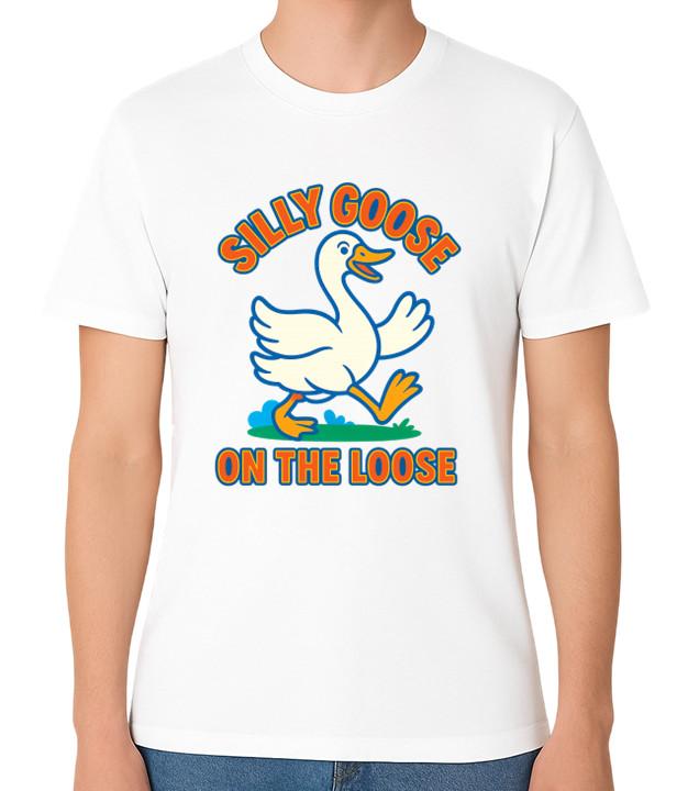 Silly Goose On the Loose Unisex T-Shirt Funny Cartoon Goose Graphic Tee 2XL
