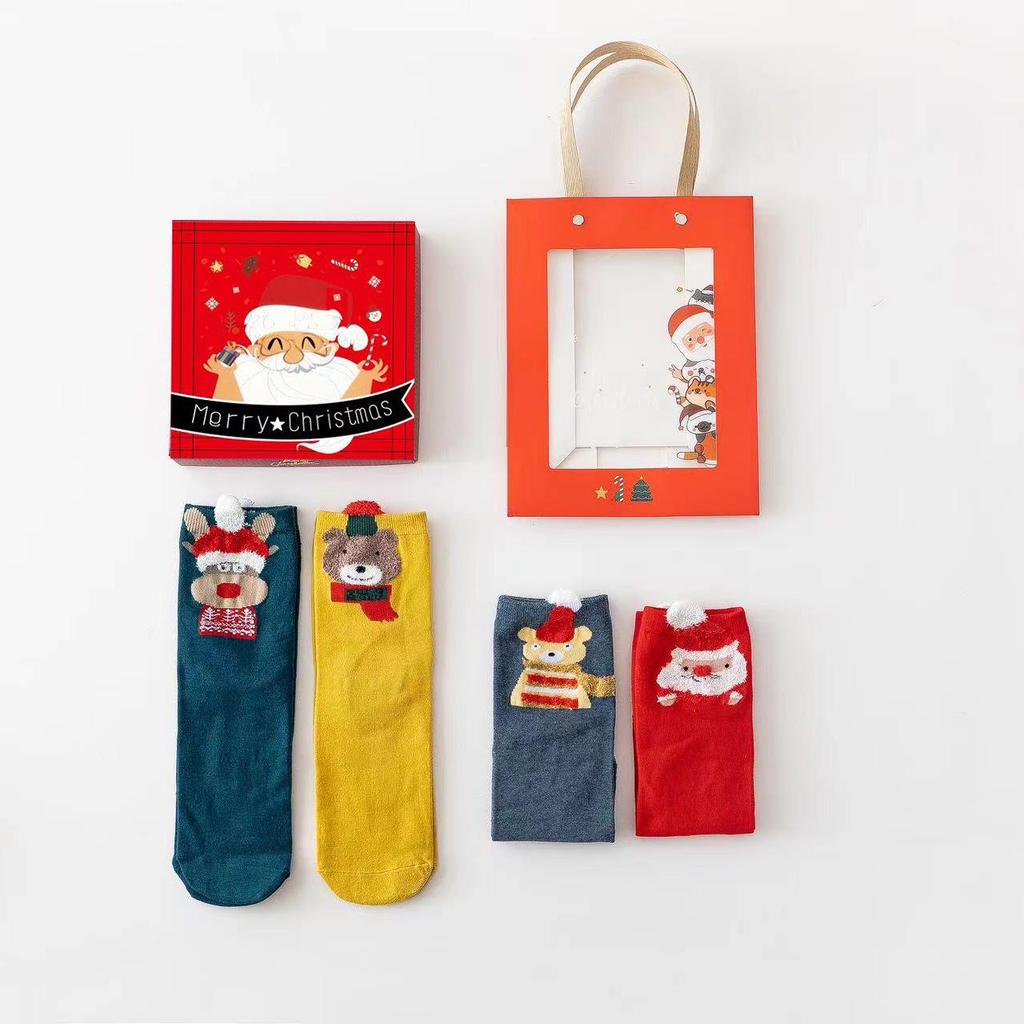 3D Cartoon Christmas Stocking Gift Set: Cute Mid-tube Women’s Socks for Autumn & Winter