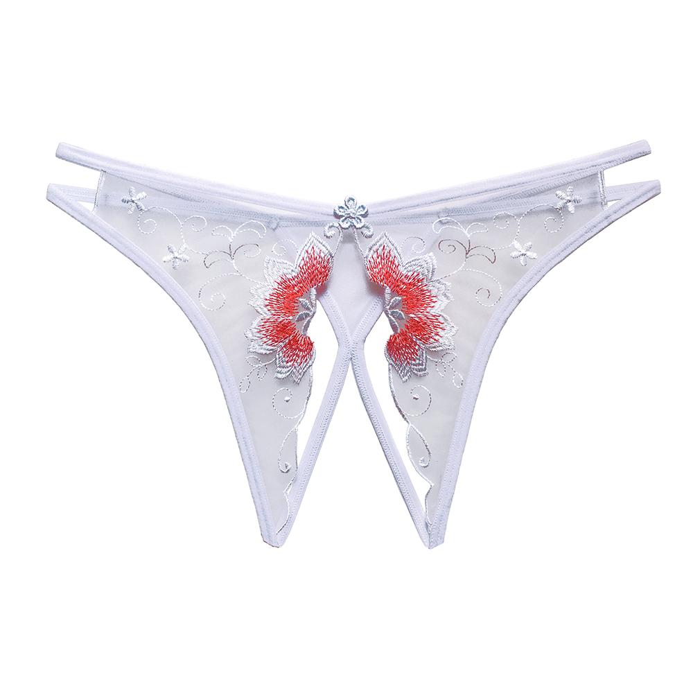 Bragas transparentes para mujer, ropa interior de encaje, tangas con entrepierna abierta, lencería Sexy, bragas eróticas, Tanga caliente con lazo bonito