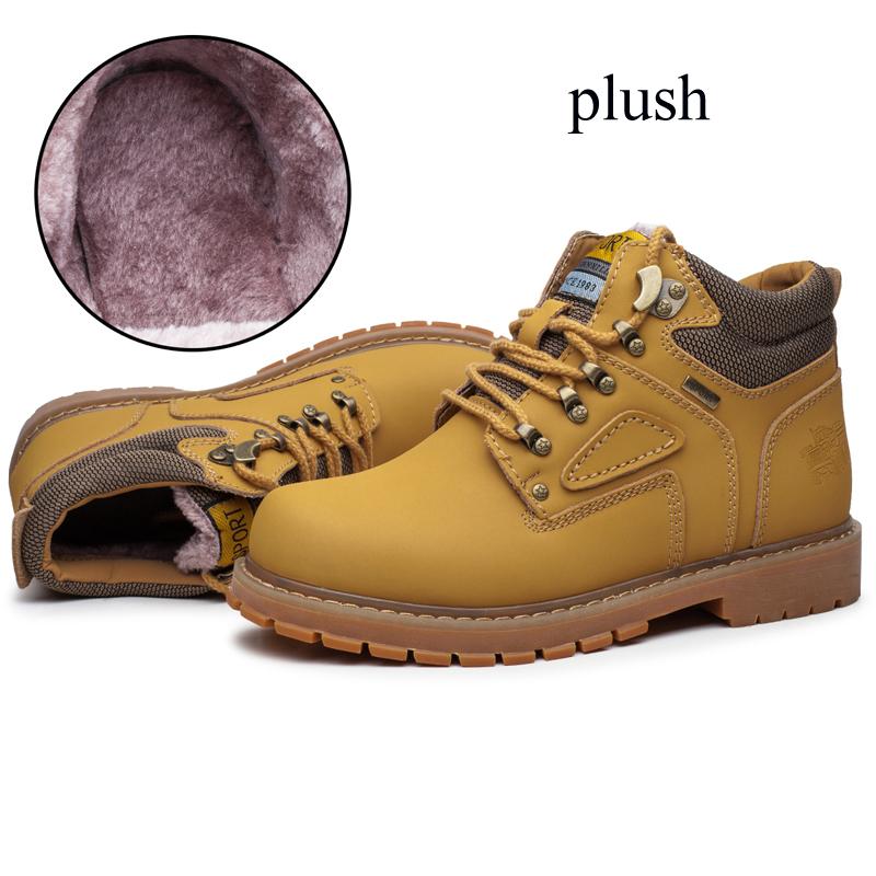 Winter Men Ankle Work Shoes Boots Leather Outdoor Working Shoes Plush Warm Werkschoenen Botines Hombre