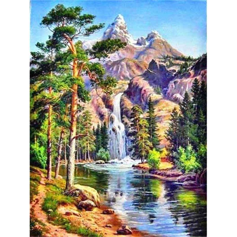 5D Diamond Painting Full Drill Square Waterfall Diamond Embroidery Sale  Rhinestones Pictures Diamond Art