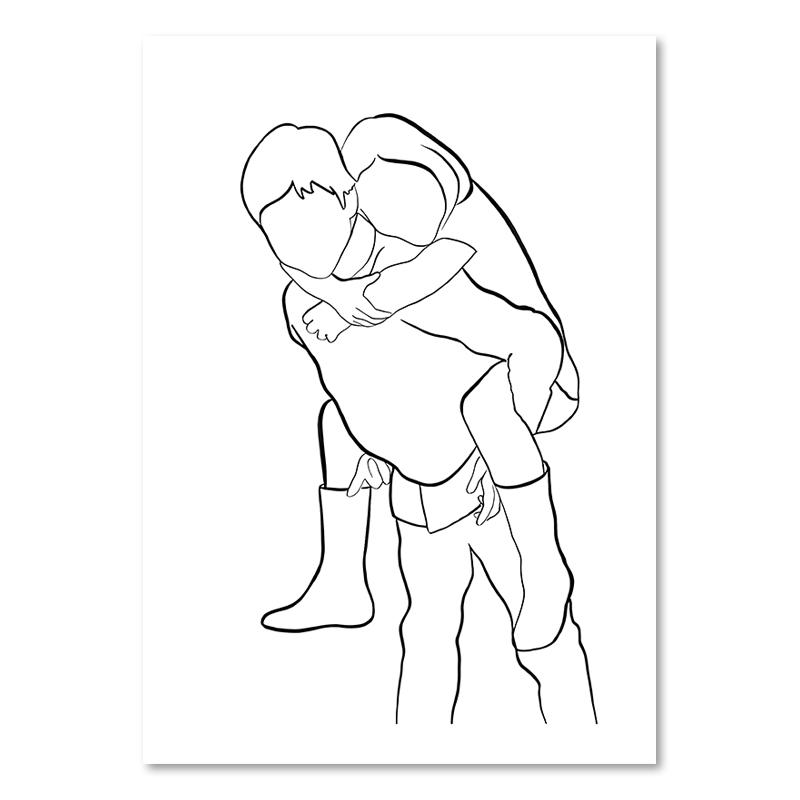 

Abstract Black And White Line Love Family Wall Art Canvas Painting Nordic posters And Prints Wall Picture For Living Room Decor 21x30cm No Frame