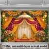 2D Elegant Indian Mandap Backdrop, Pink & Gold Drape Wedding Ceremony Banner